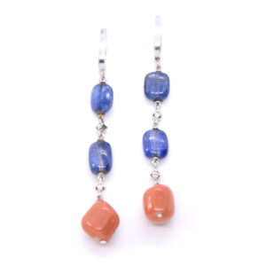 Boucles d'oreilles tanzanite corail