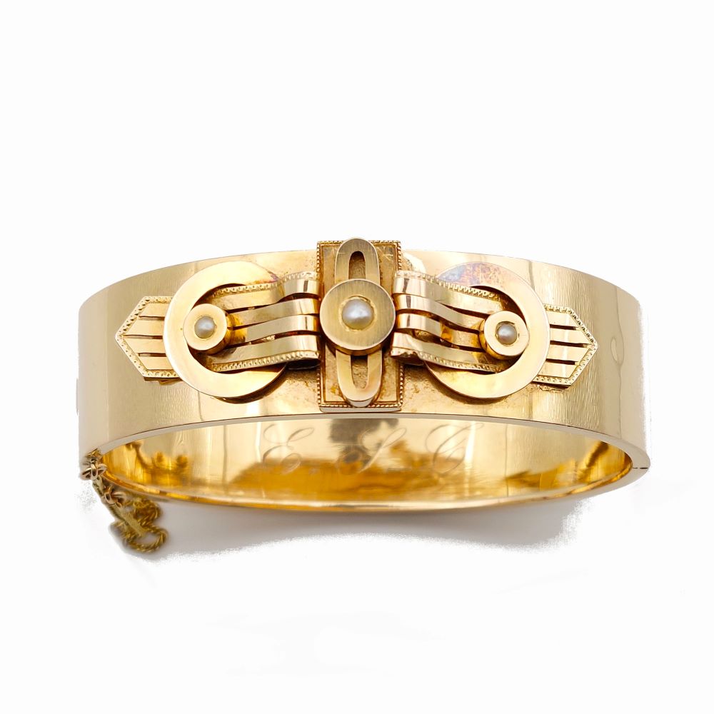 Bracelet Napoléon III boucle - or jaune 18k, perles - vers 1860-1870