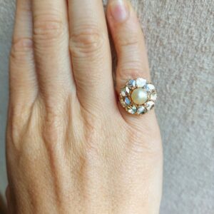 Bague fleur ancienne Anima perle