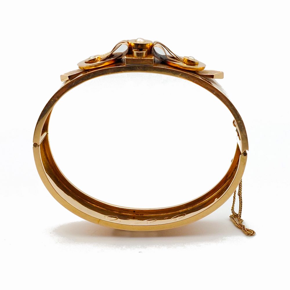 Bracelet Napoléon III boucle - or jaune 18k, perles - vers 1860-1870