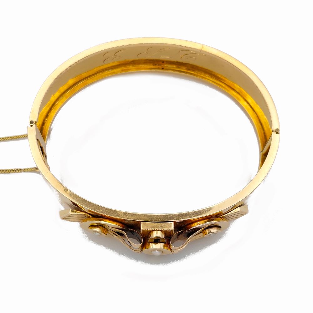 Bracelet Napoléon III boucle - or jaune 18k, perles - vers 1860-1870