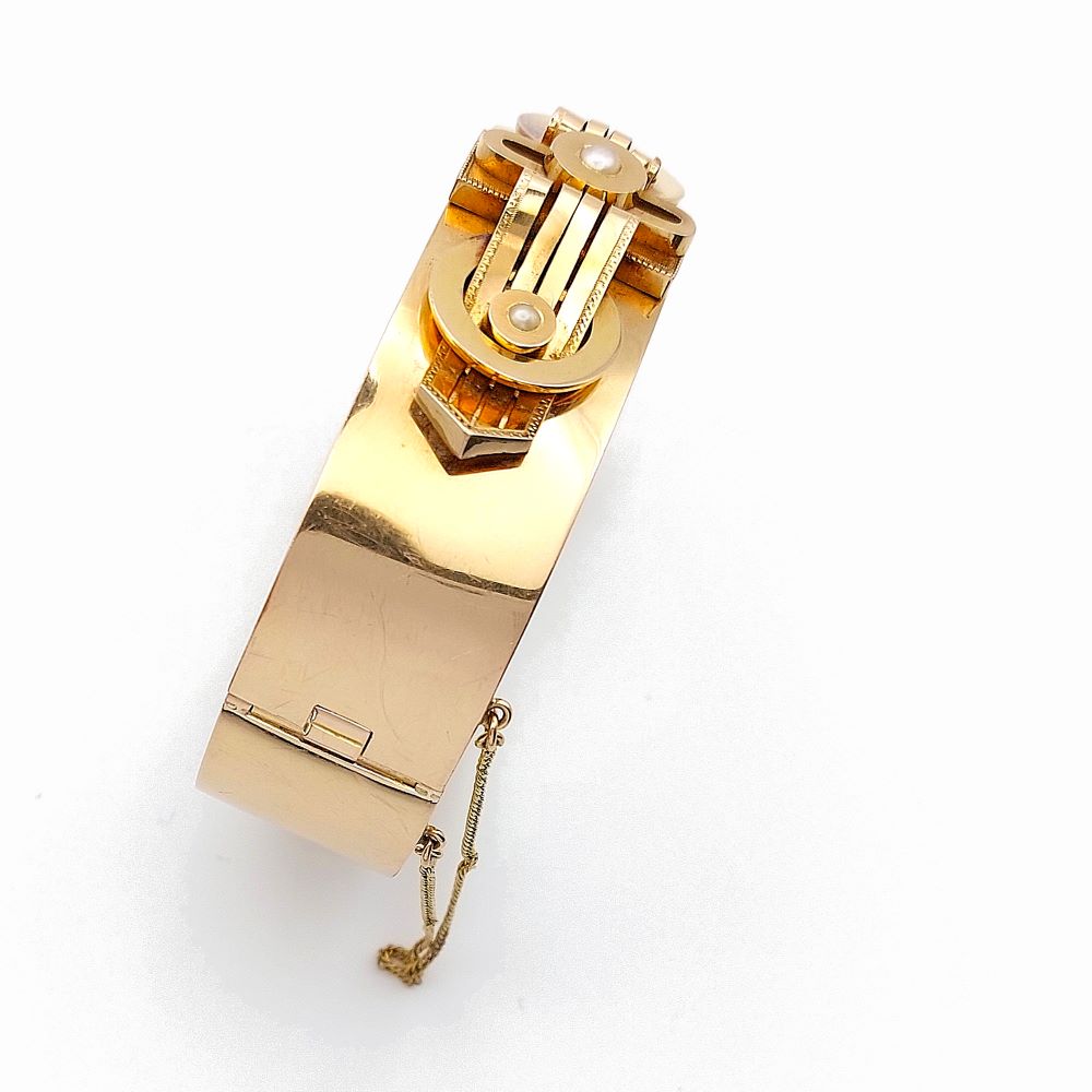 Bracelet Napoléon III boucle - or jaune 18k, perles - vers 1860-1870