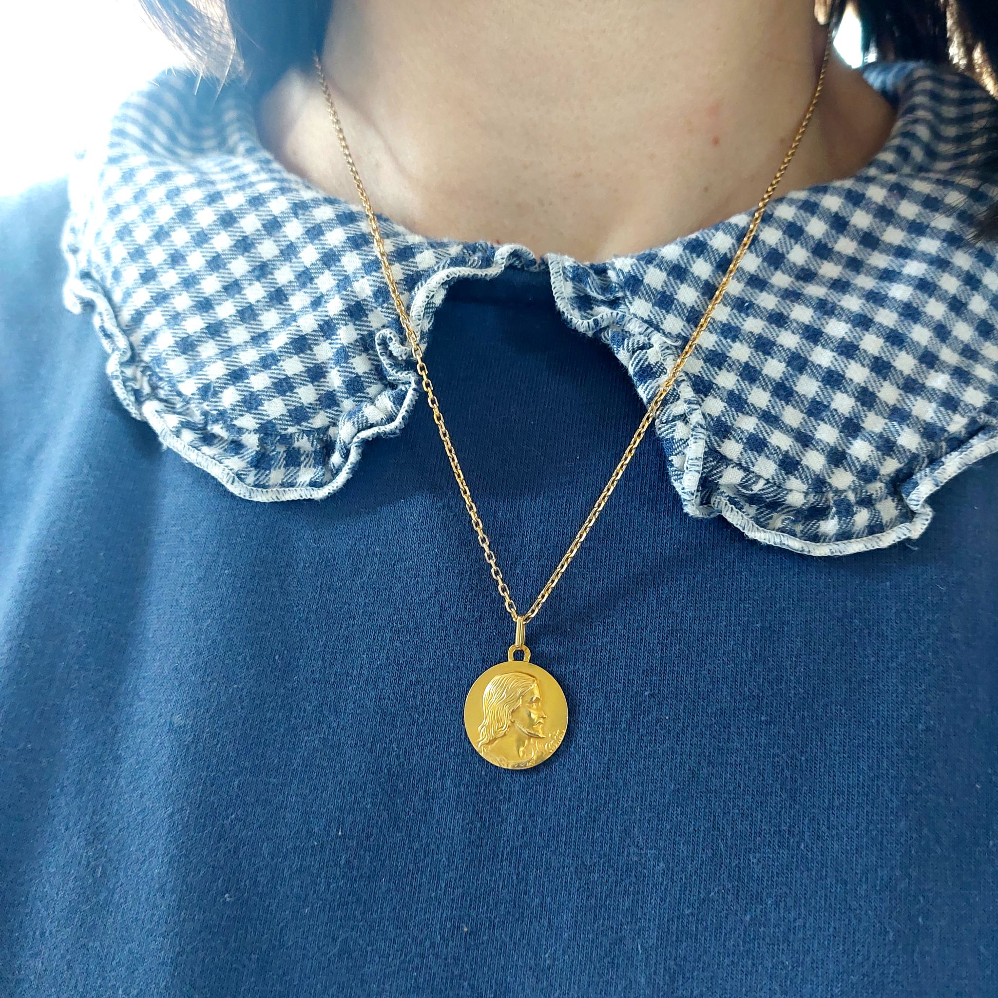 Médaille de baptême Christ - or 18k