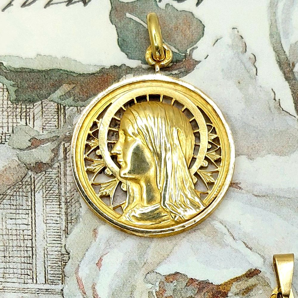 Médaille Vierge Marie des années 1940 - Sellier - or 18k