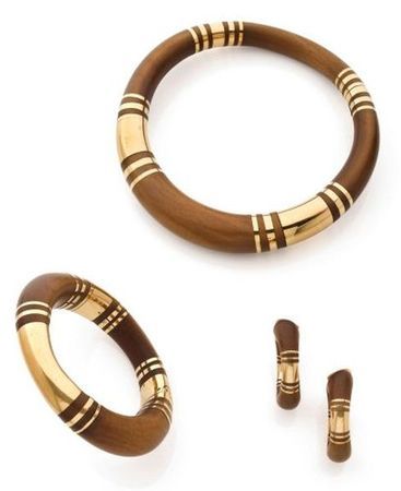 René Boivin, vers 1970, parure or et bois de santal