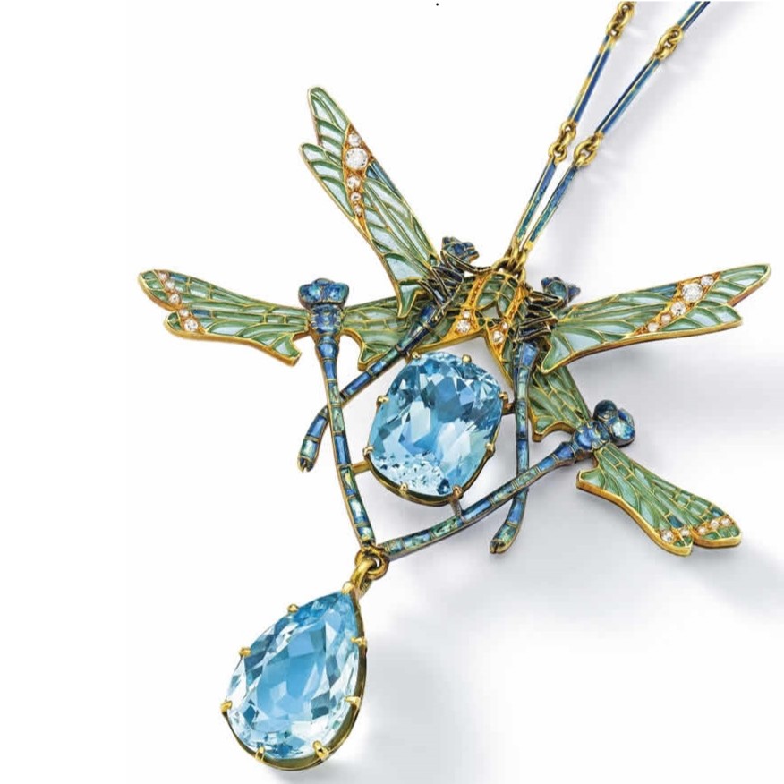 René Lalique, Broche aux quatre libellules, émail, or, aigue-marines vers 1903-1904, musée des beaux-arts de Quimper ©Luc Robin