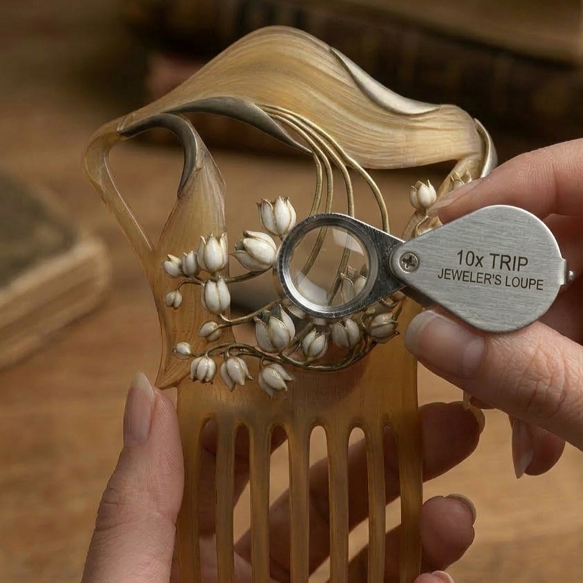 
René Lalique, peigne muguet, ivoire, émail. ©musée des Arts Décoratifs Paris