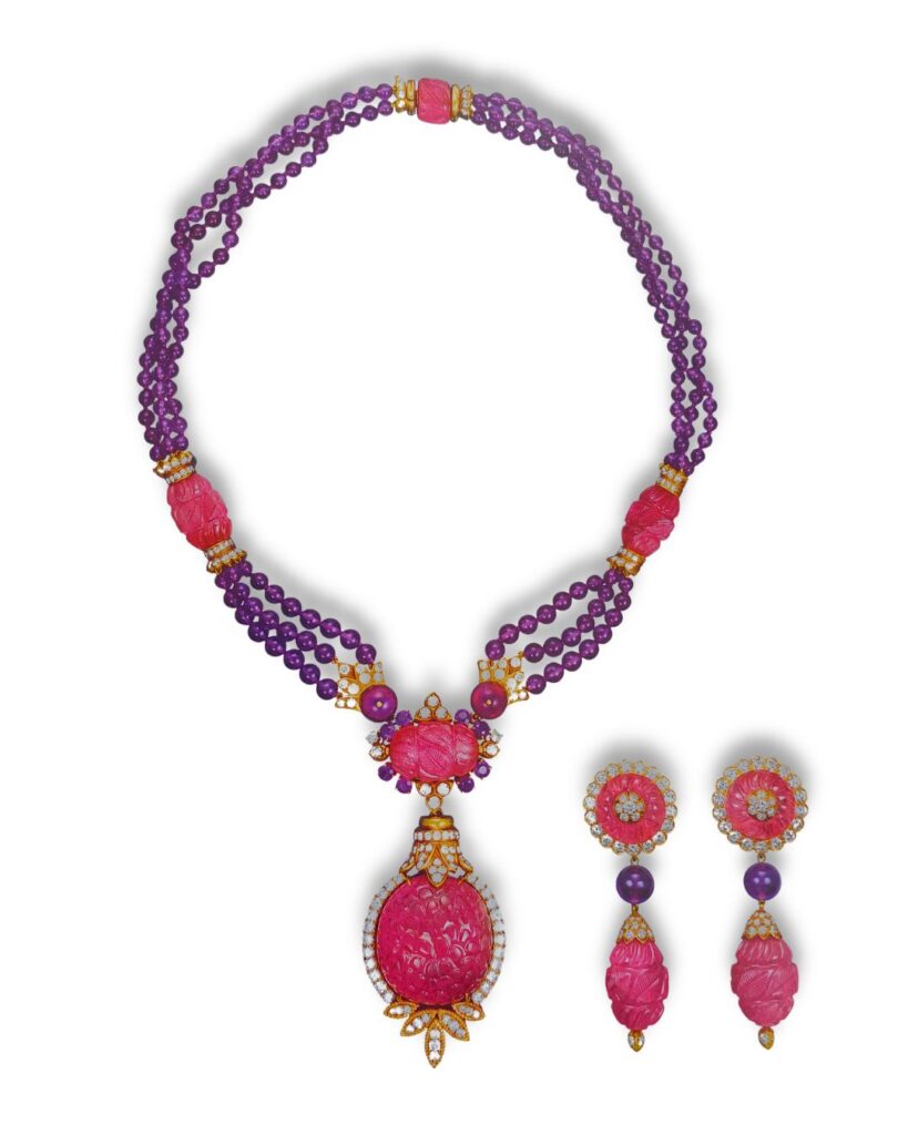 Van Cleef and Arpels, Parure New york, 1976-1977, or diamants, tourmalines et améthystes, coll. VCA