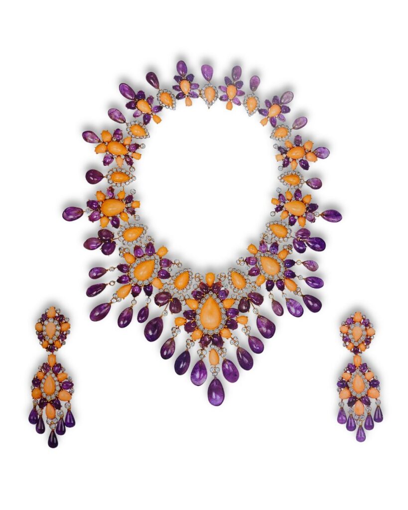 Van Cleef and Arpels, Parure Paris 1970, or, diamants, corail, améhystes, coll. particulière