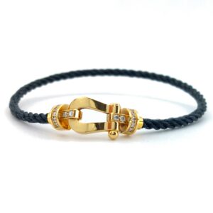 Bracelet Fred Force 10 diamants - Moyen Modèle - or jaune 18k et corderie