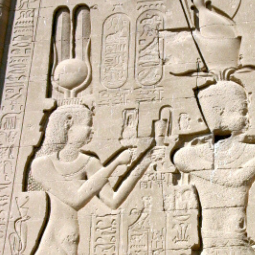 Temple de Denderah, Egypte. Cleopatre et son fils Cesarion
