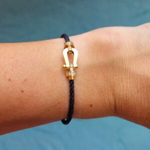 Bracelet Fred Force 10 diamants - Moyen Modèle - or jaune 18k et corderie