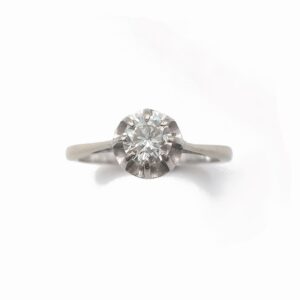 Bague diamant des années 1950 - or gris 18k et serti illusion