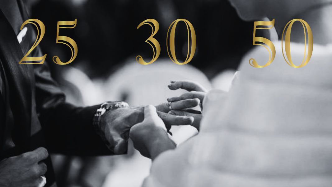 anniversaire de mariage, noces d'or, noces de perles, noces d'argent